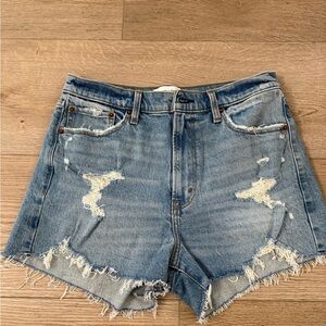 Abercrombie & Fitch Light Blue Ripped Jean Shorts